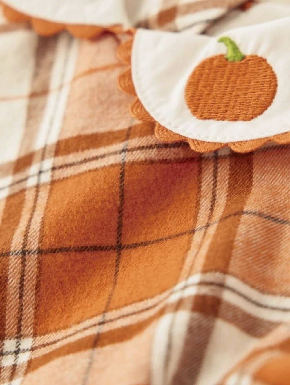 Gymboree Girls Plaid Twill Peter Pan Fall Dress Lil' Pumpkin Orange Size 12